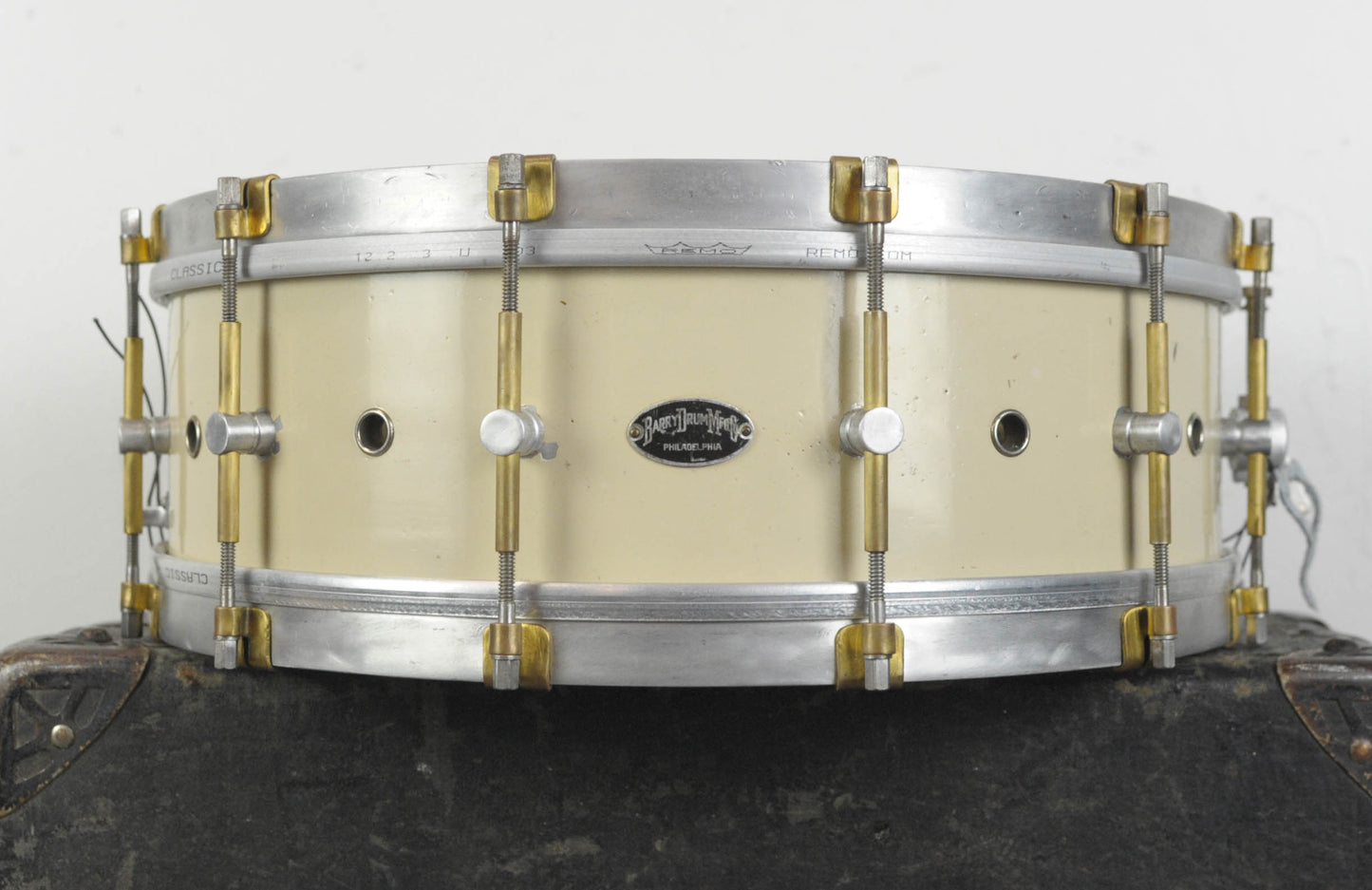 1920s Barry 5x14 Professional White Lacquer Snare Drum