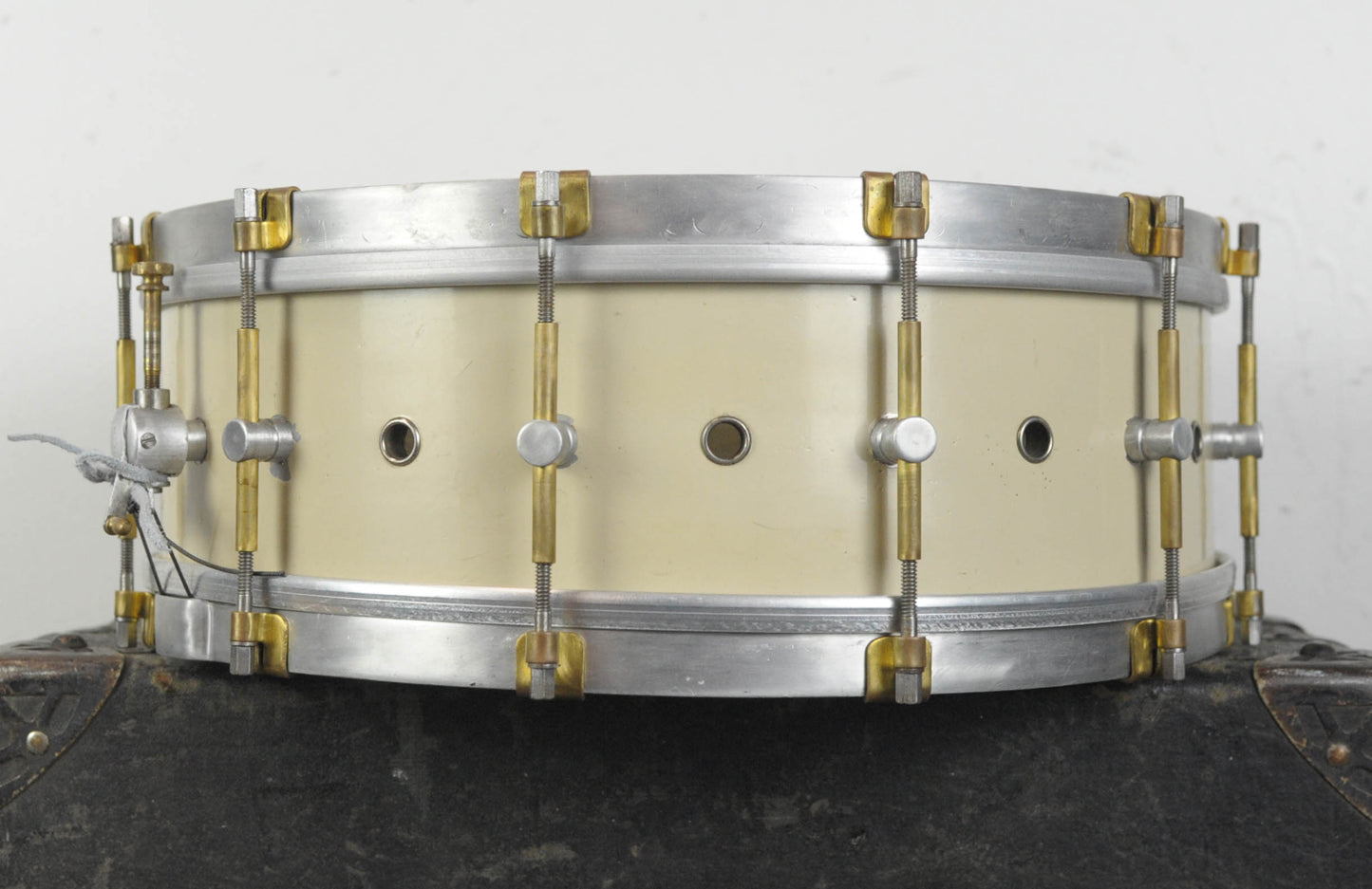 1920s Barry 5x14 Professional White Lacquer Snare Drum