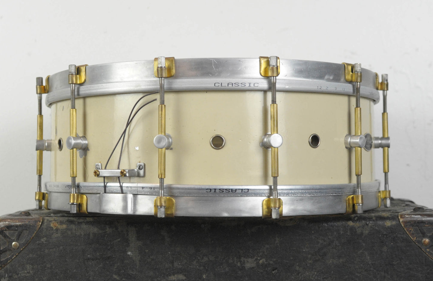 1920s Barry 5x14 Professional White Lacquer Snare Drum