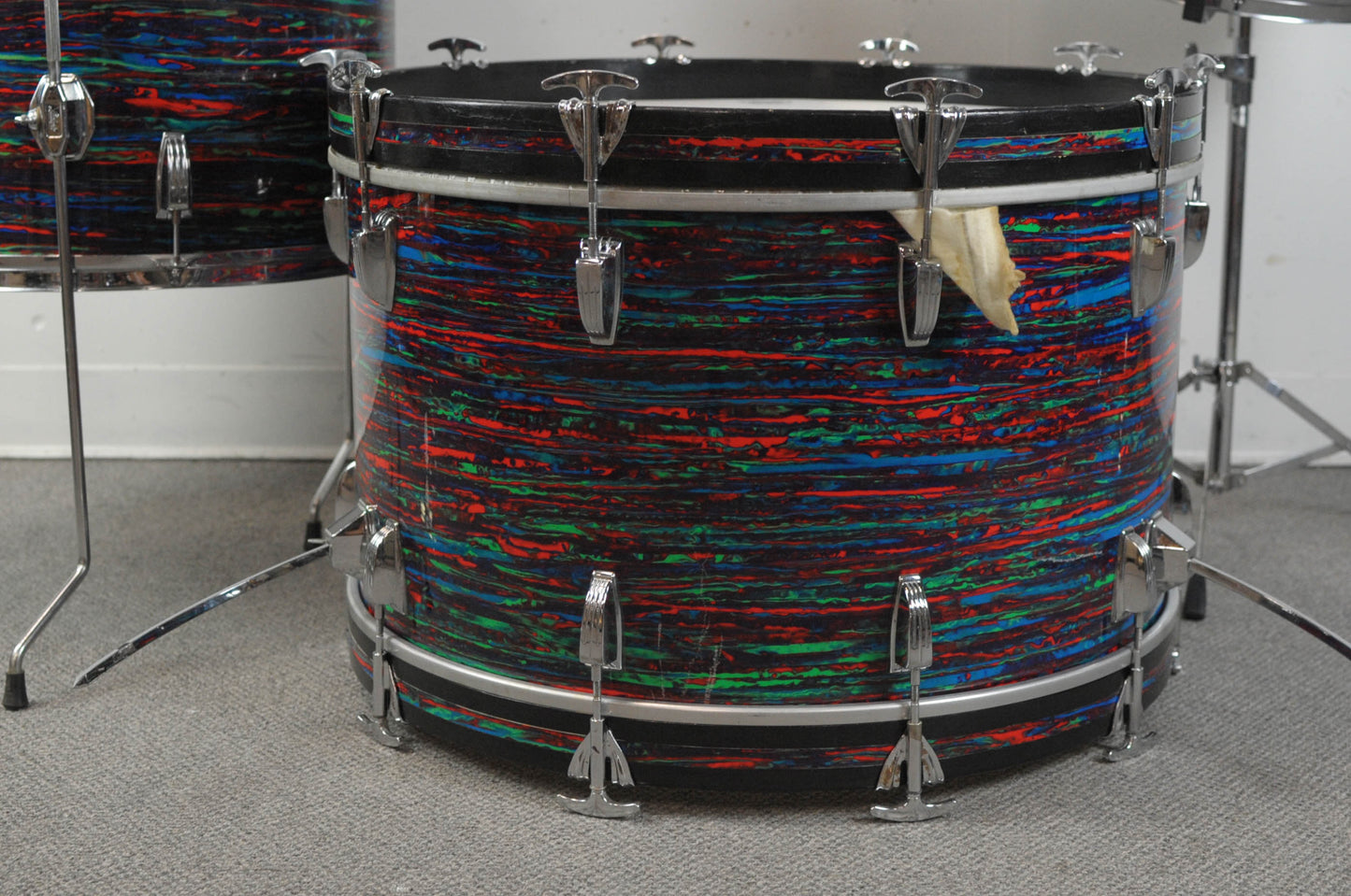 1970s Ludwig Psychedelic Red Drum Set