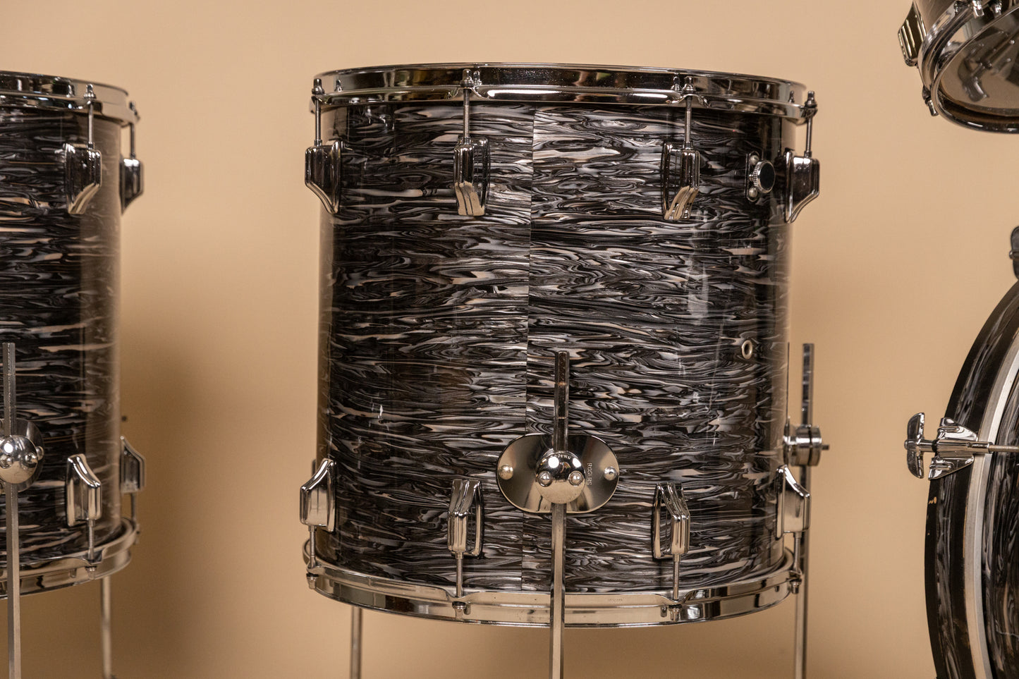 Vintage Rogers Holiday Black Oyster Pearl Drum Set