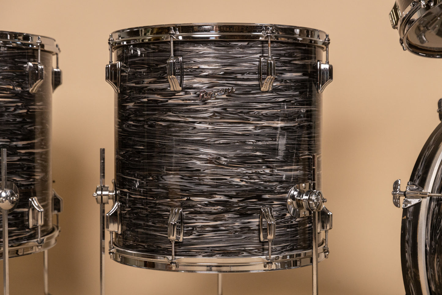 Vintage Rogers Holiday Black Oyster Pearl Drum Set