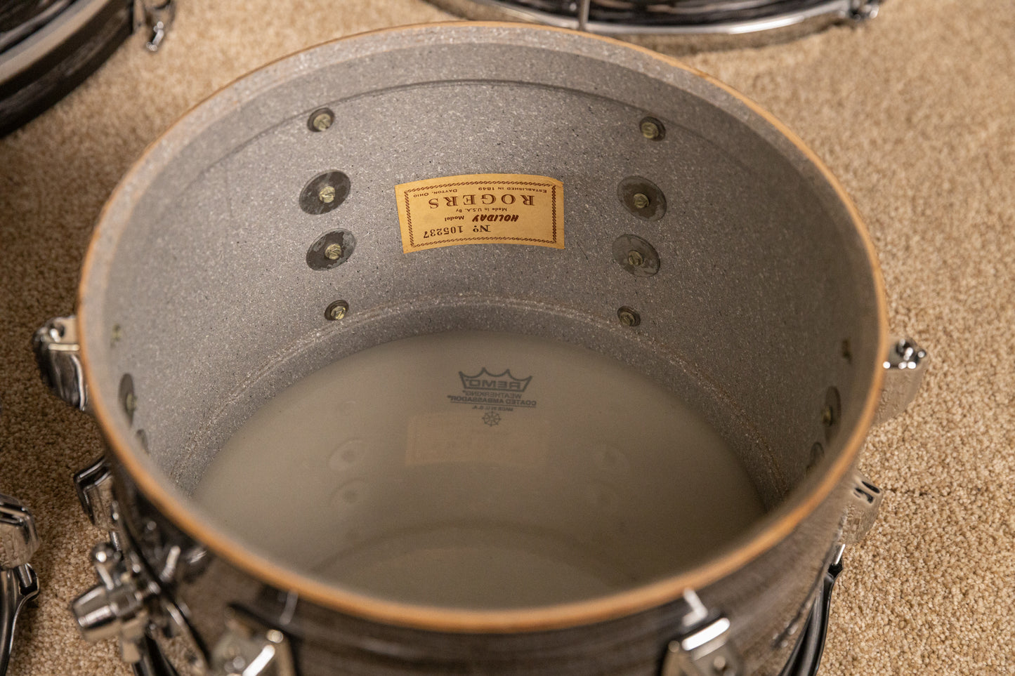Vintage Rogers Holiday Black Oyster Pearl Drum Set