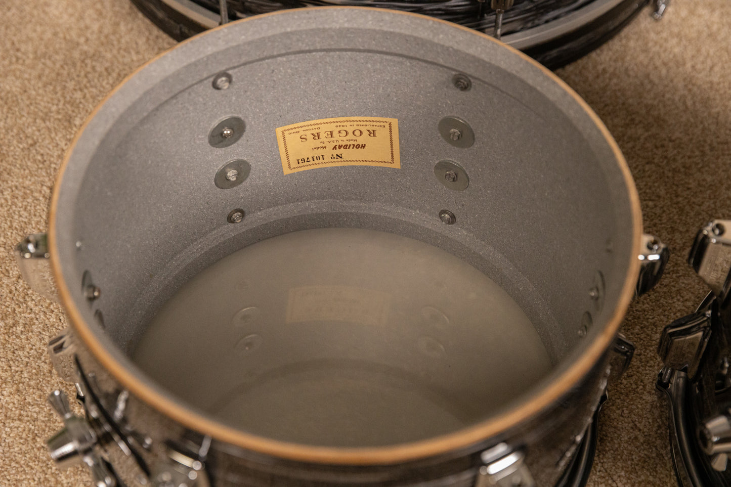 Vintage Rogers Holiday Black Oyster Pearl Drum Set