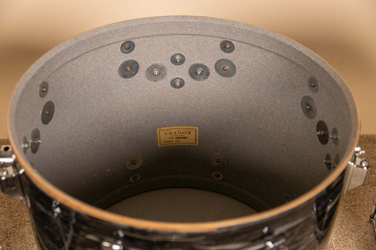 Vintage Rogers Holiday Black Oyster Pearl Drum Set