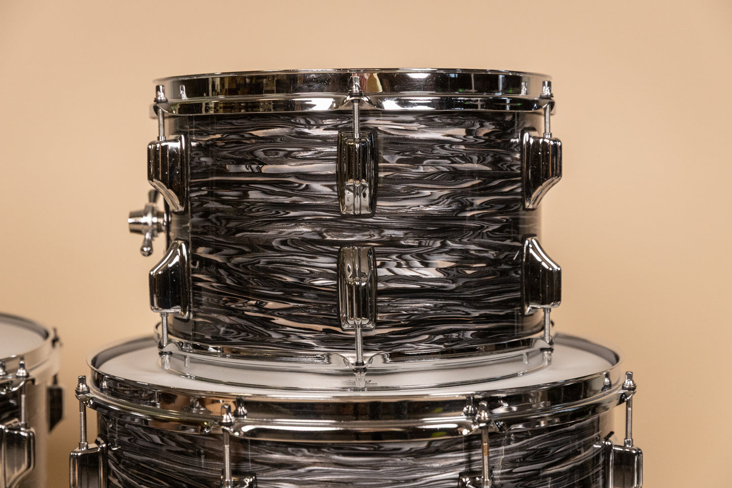 Vintage Rogers Holiday Black Oyster Pearl Drum Set