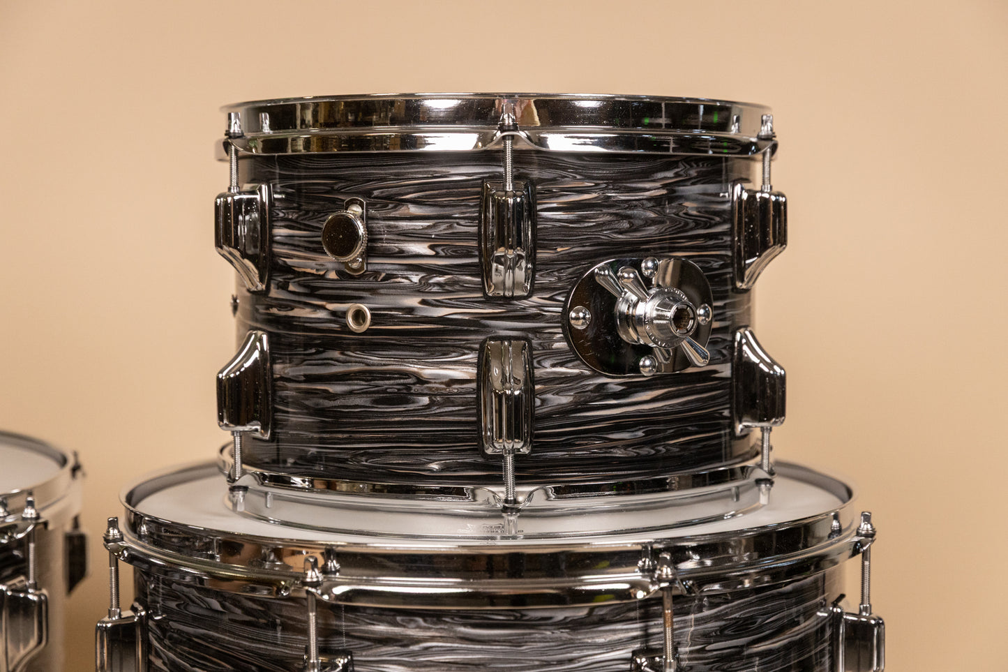 Vintage Rogers Holiday Black Oyster Pearl Drum Set