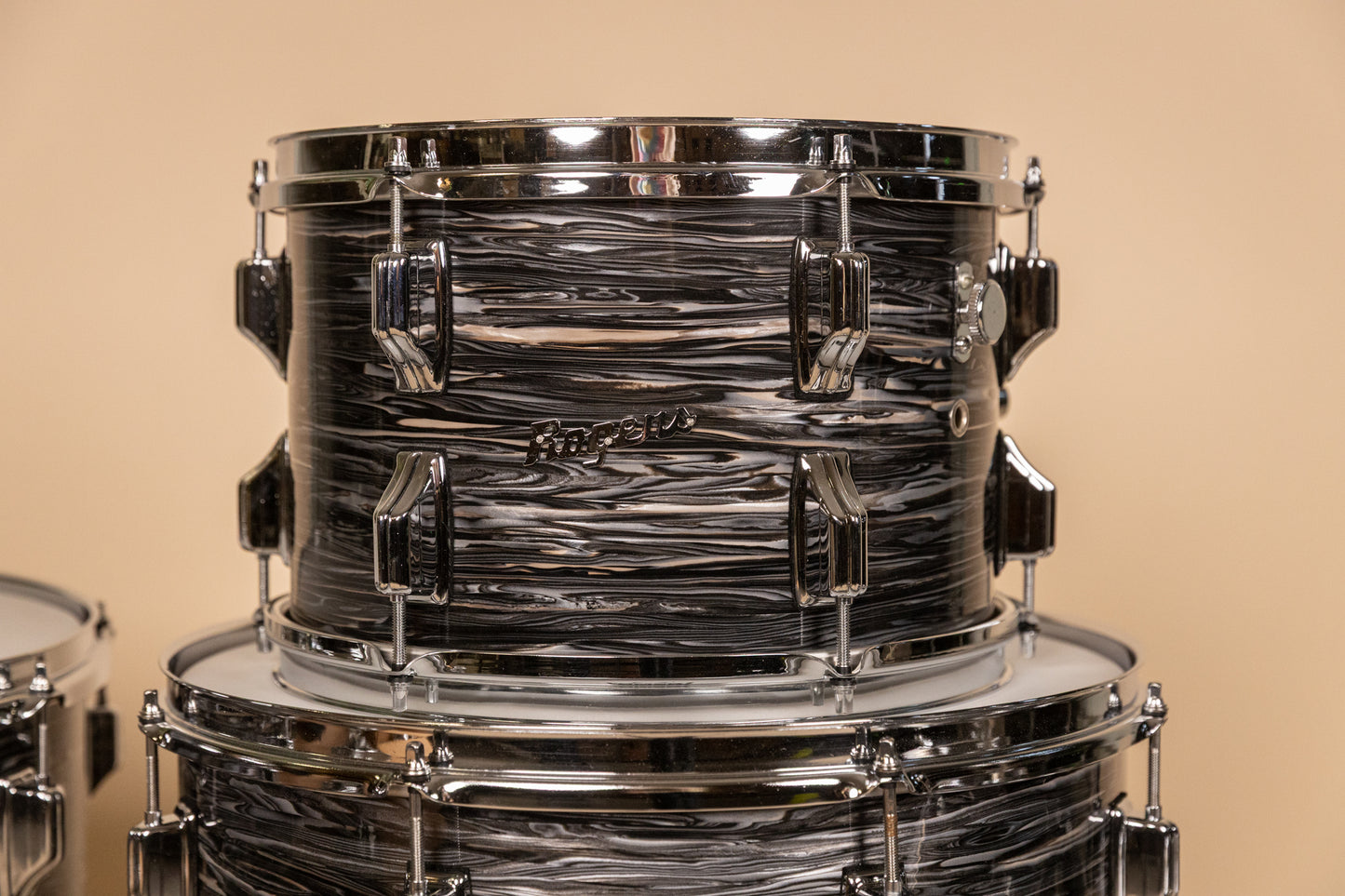 Vintage Rogers Holiday Black Oyster Pearl Drum Set