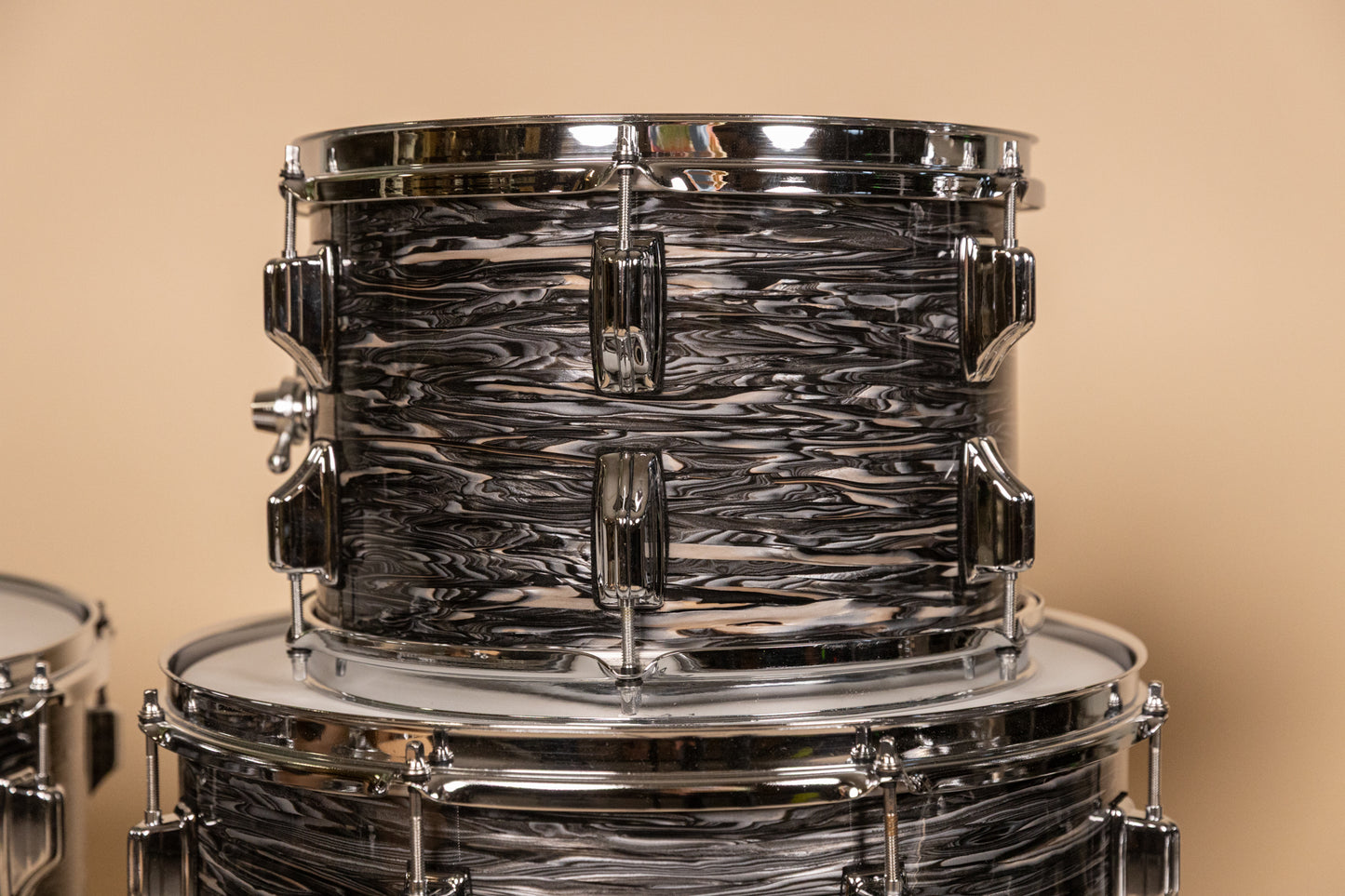 Vintage Rogers Holiday Black Oyster Pearl Drum Set