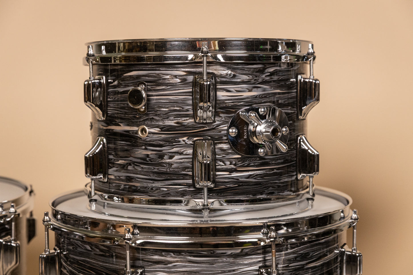 Vintage Rogers Holiday Black Oyster Pearl Drum Set