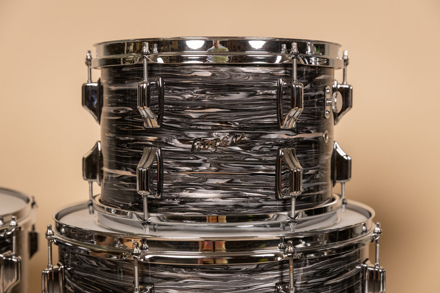Vintage Rogers Holiday Black Oyster Pearl Drum Set
