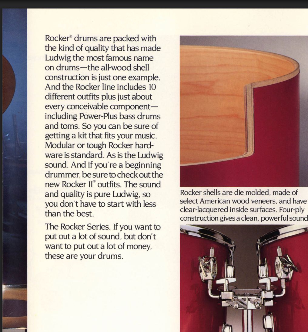 1980s Ludwig "Rocker" Red Cortex Drum Set