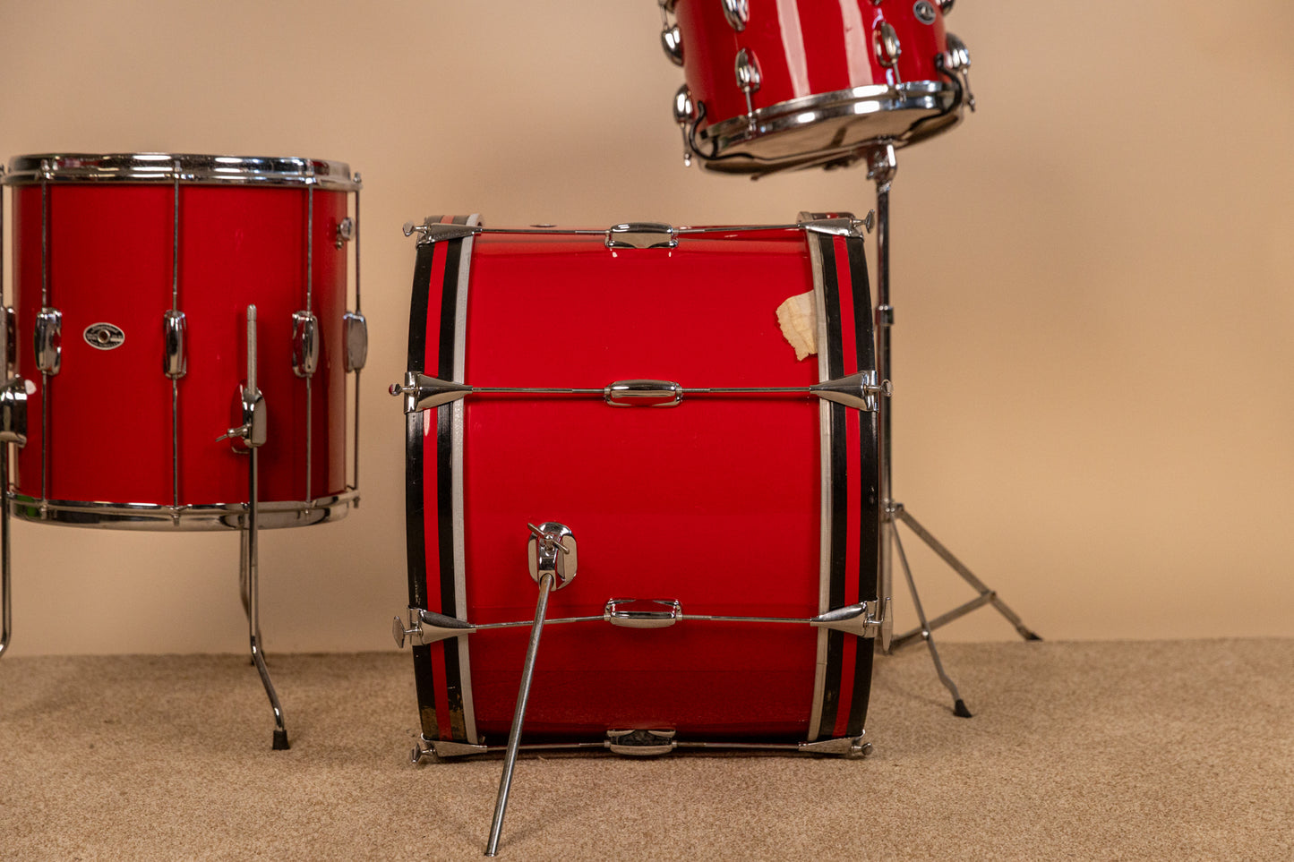 1970s Slingerland Stage Band Red Gloss Pearl Drum Set