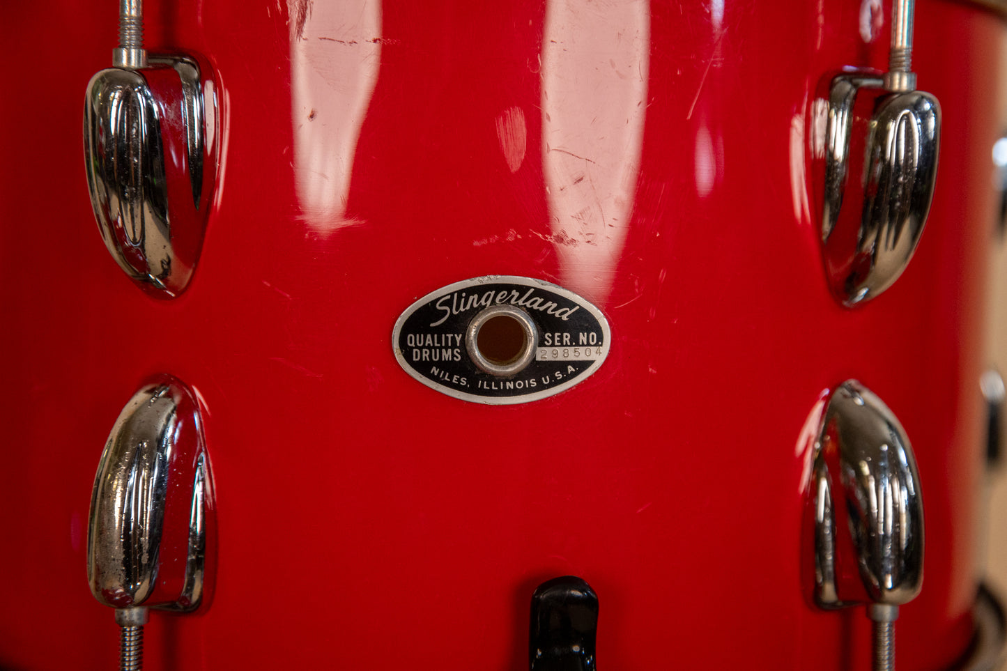 1970s Slingerland Stage Band Red Gloss Pearl Drum Set