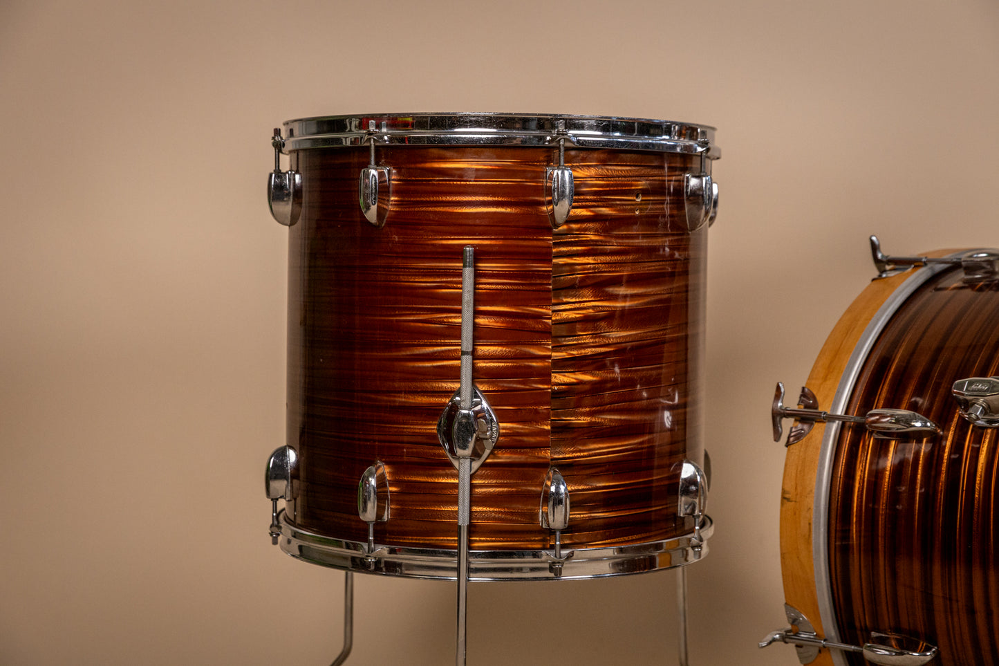 1970s Tempro Tiger Eye's Pearl Drum Set 14x20 8x12 and 16x16