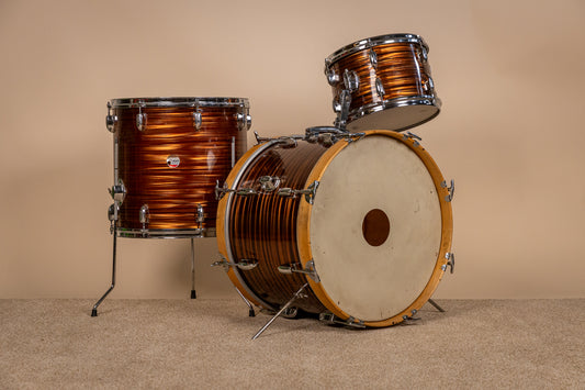 1970s Tempro Tiger Eye's Pearl Drum Set 14x20 8x12 and 16x16