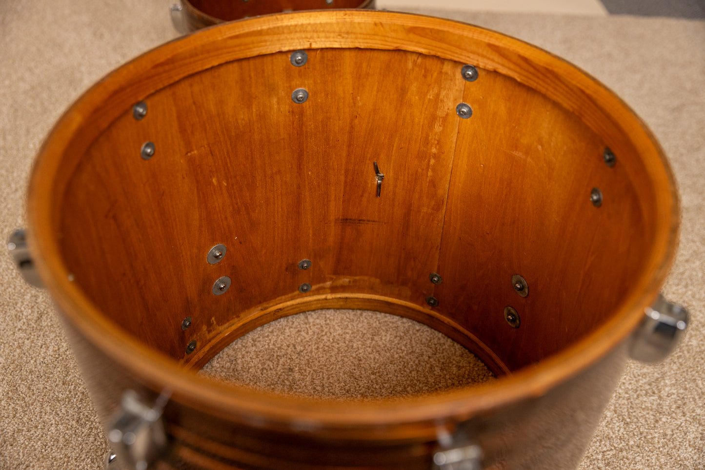 1970s Tempro Tiger Eye's Pearl Drum Set 14x20 8x12 and 16x16