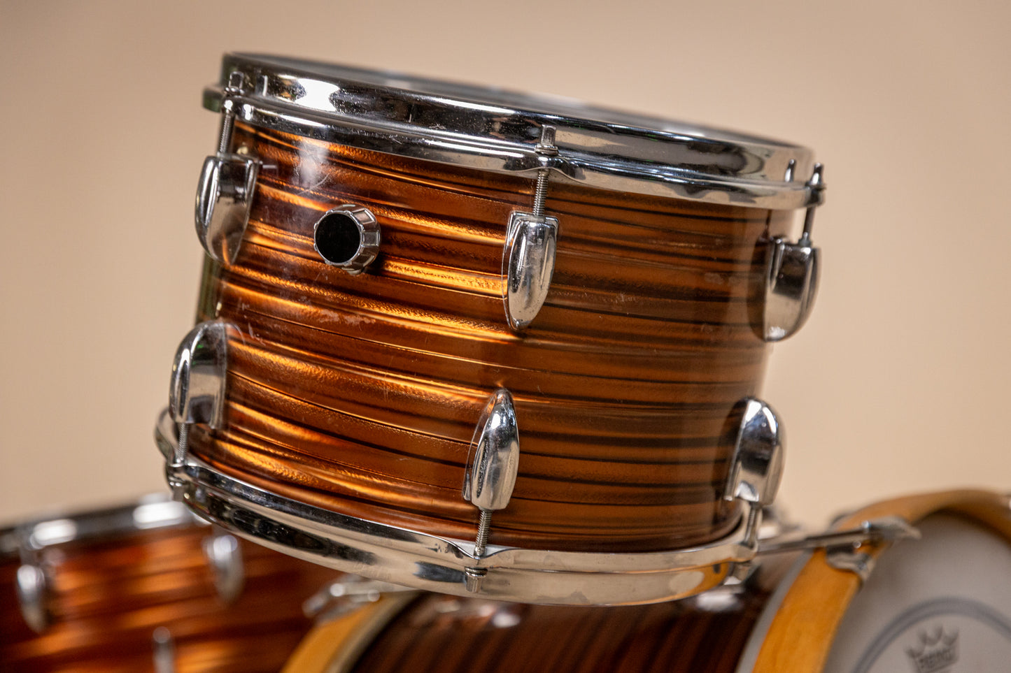 1970s Tempro Tiger Eye's Pearl Drum Set 14x20 8x12 and 16x16