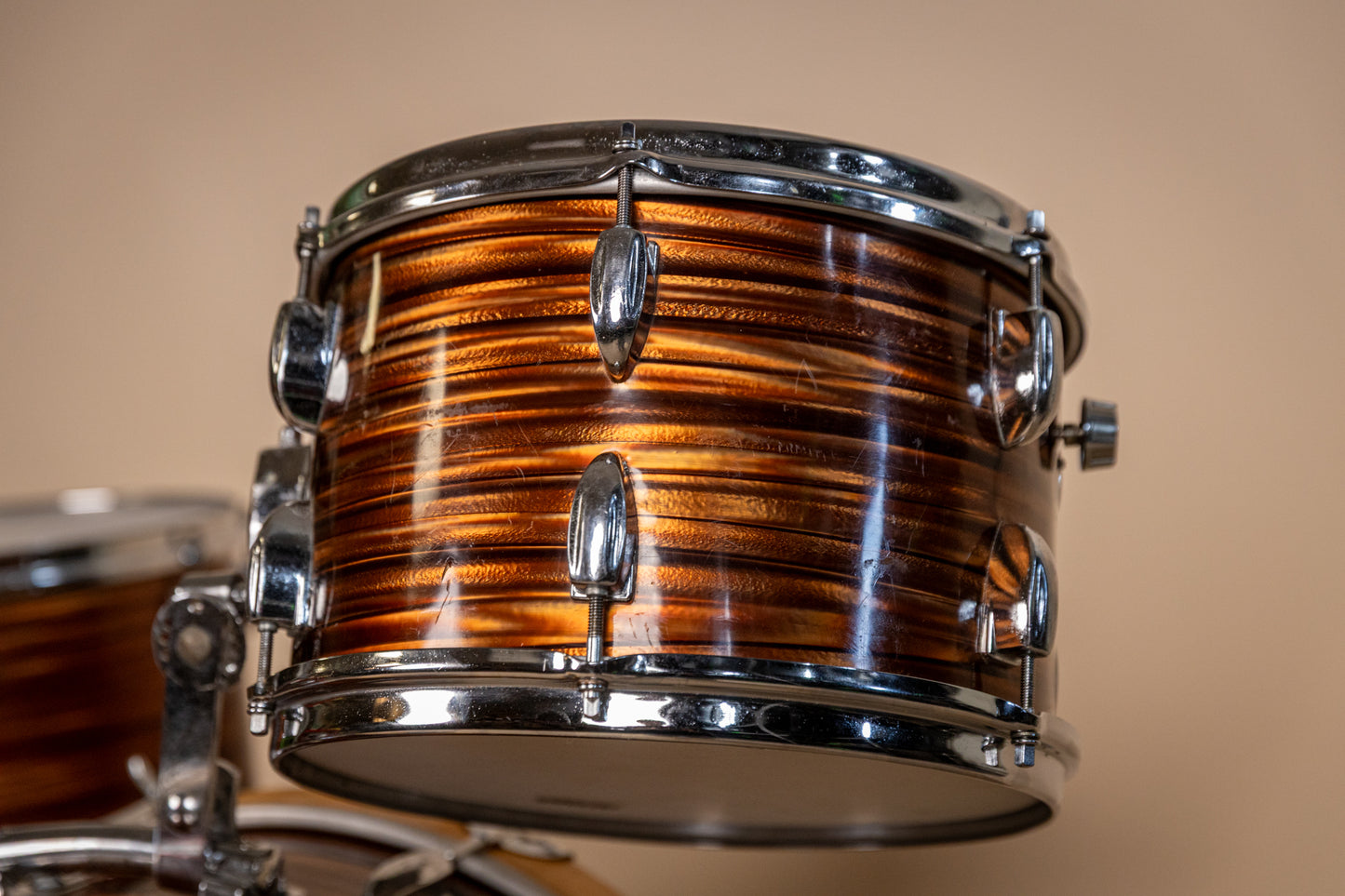 1970s Tempro Tiger Eye's Pearl Drum Set 14x20 8x12 and 16x16