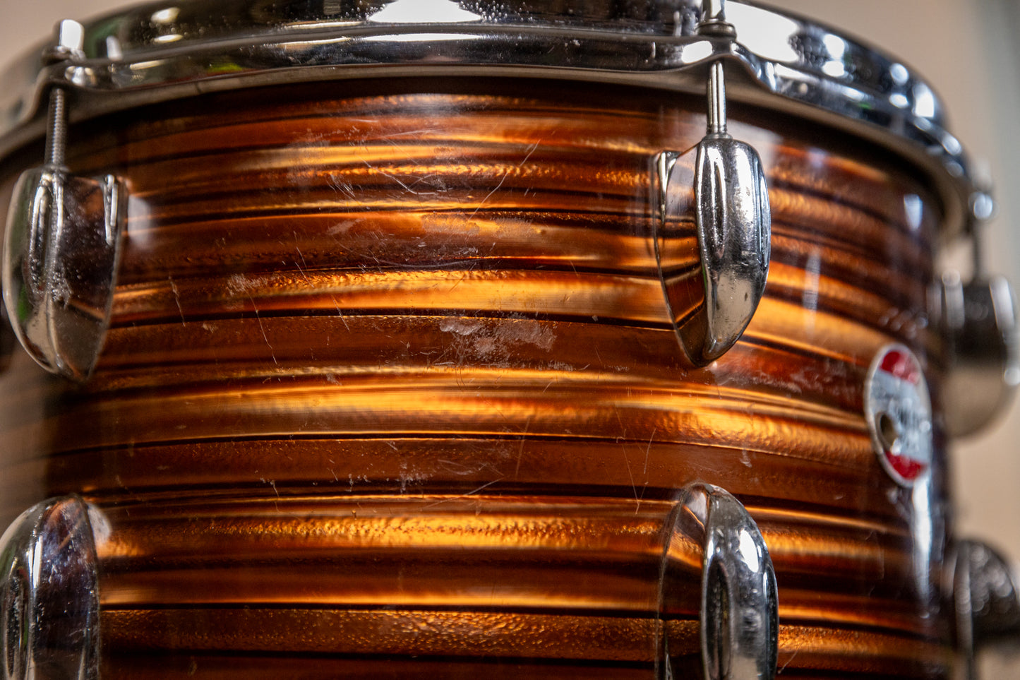 1970s Tempro Tiger Eye's Pearl Drum Set 14x20 8x12 and 16x16