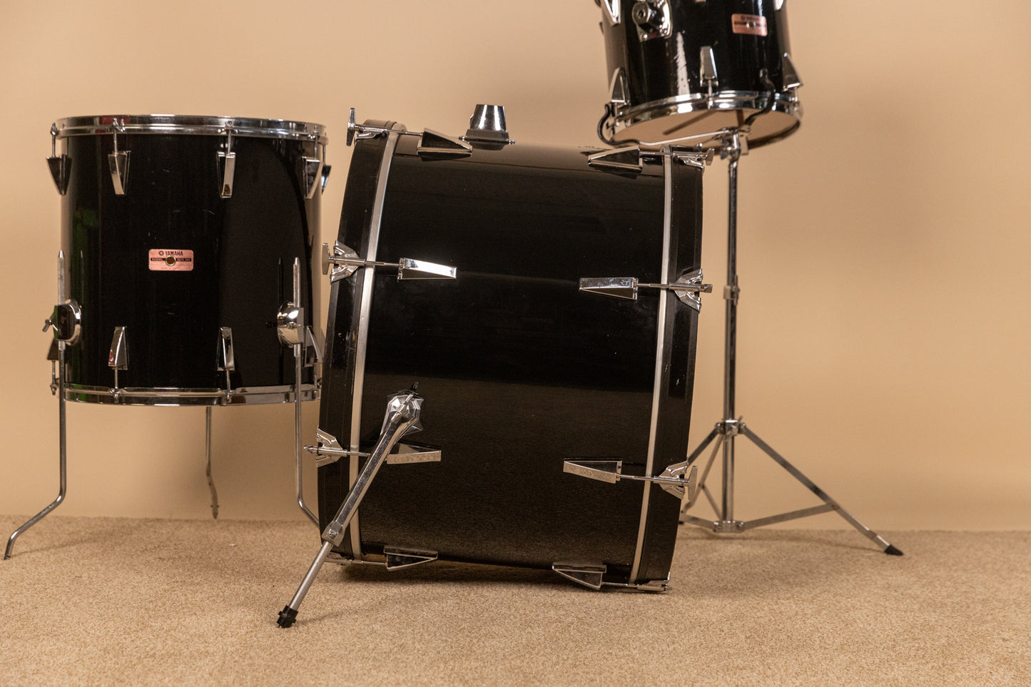 Vintage Yamaha 5000 Jet Black Drum Set 16x24 10x12 and 16x16