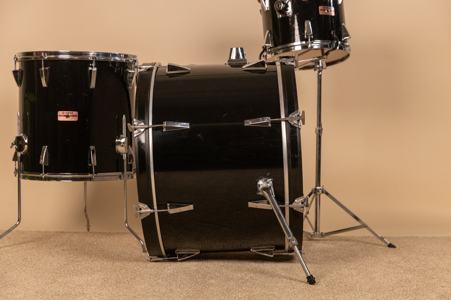 Vintage Yamaha 5000 Jet Black Drum Set 16x24 10x12 and 16x16