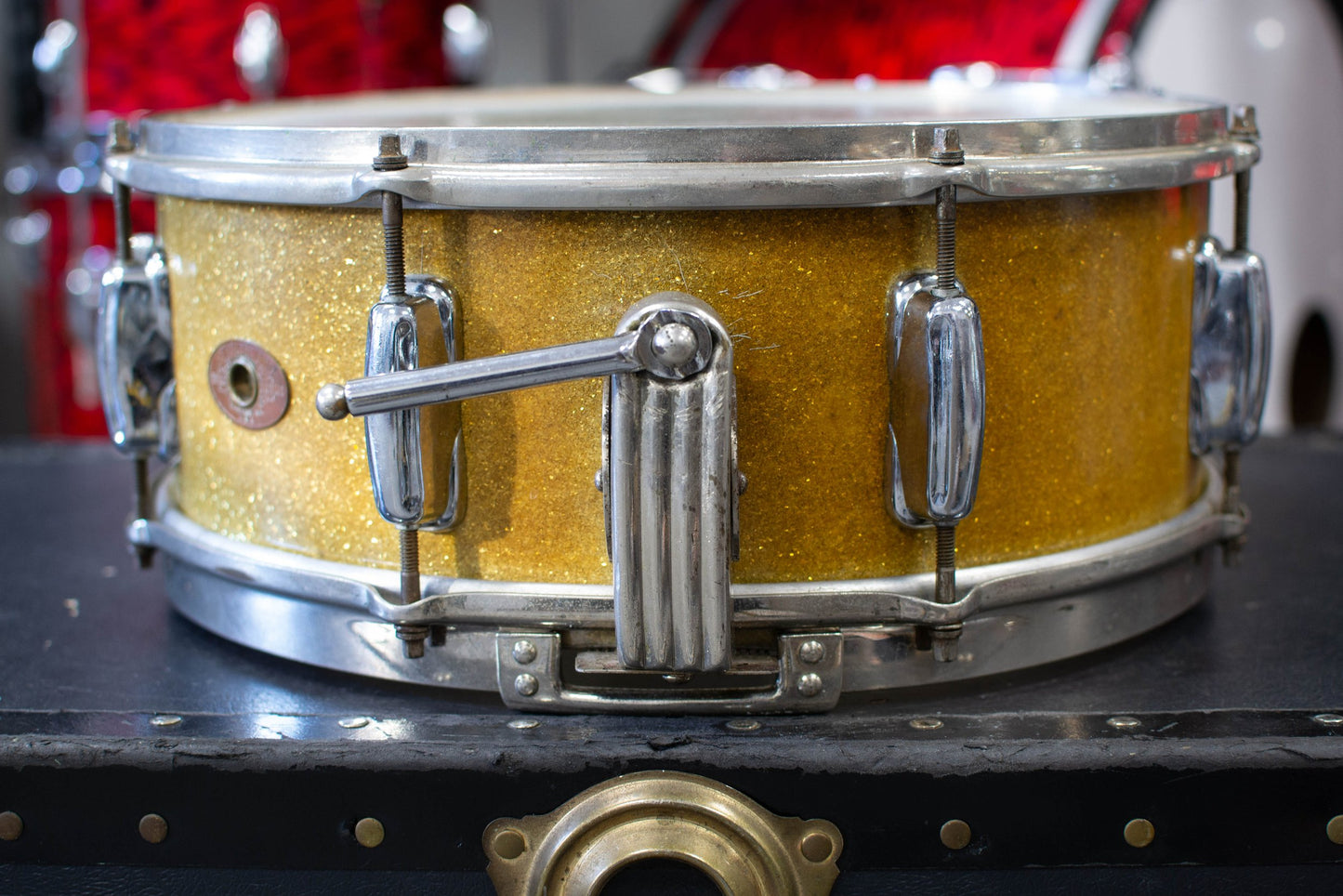 1950s Slingerland 5x14 Sparkling Gold Pearl Super Gene Krupa Snare Drum