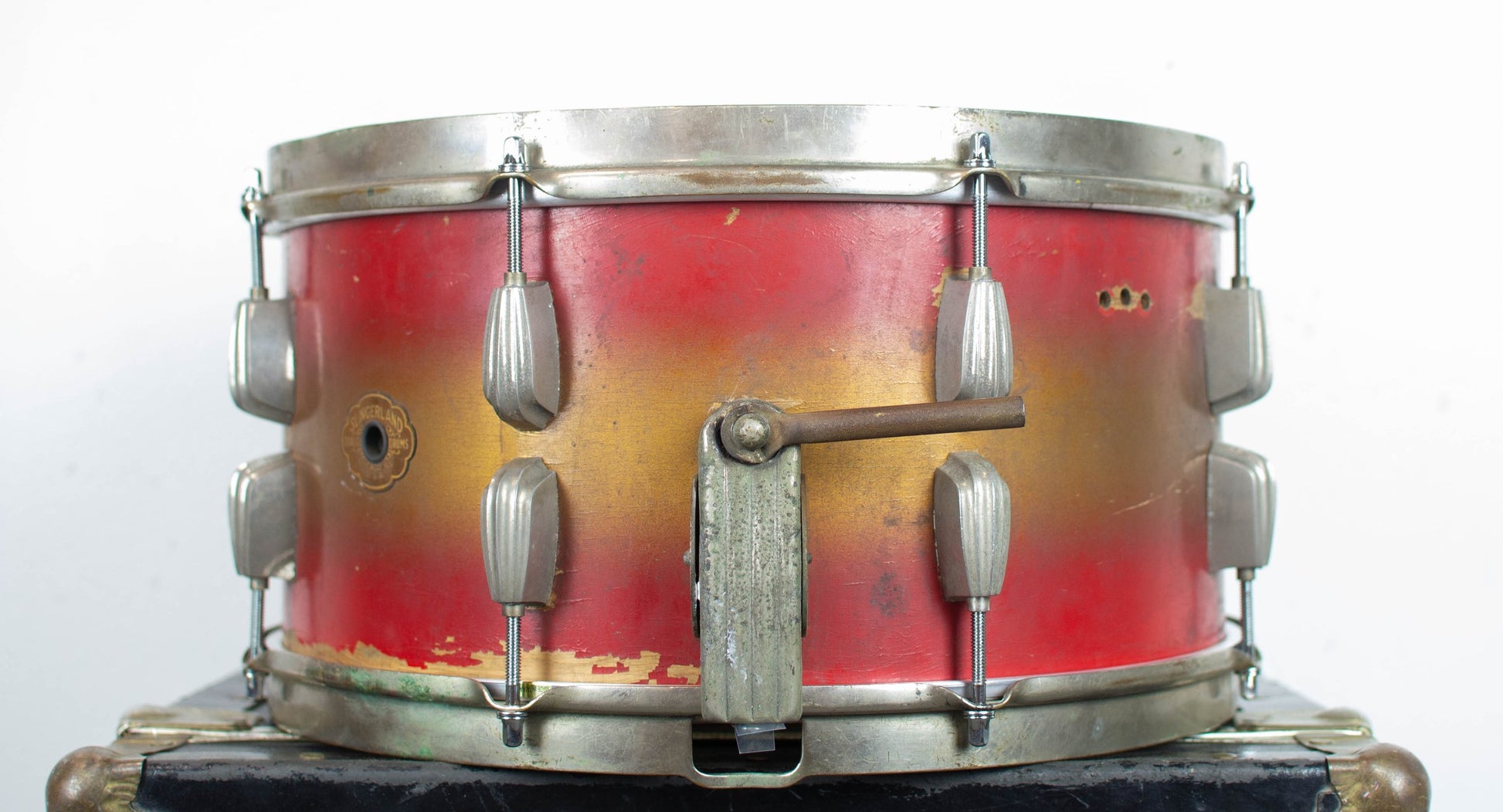 1940s Slingerland 7x14 Gold & Red Duco Snare Drum