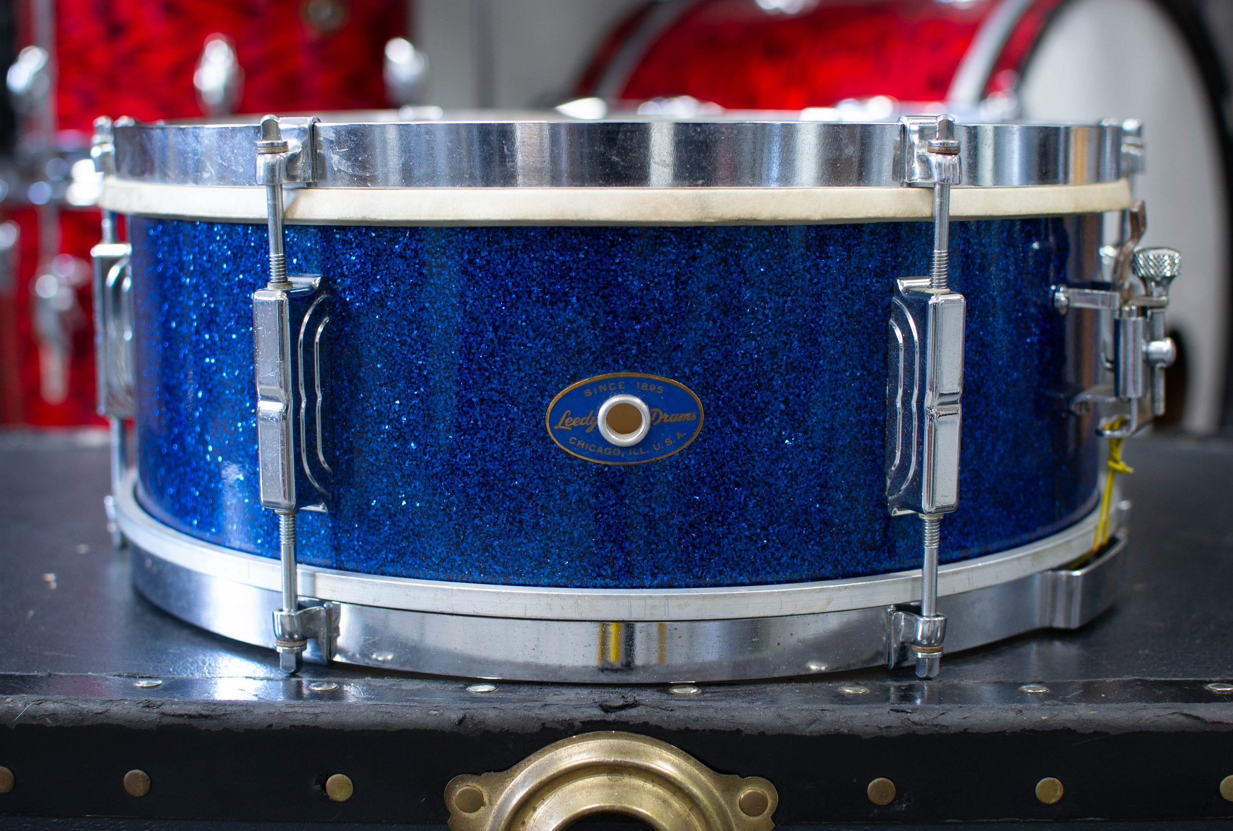 1960s Leedy 5x14 Sparkling Blue Pearl Student Snare Drum