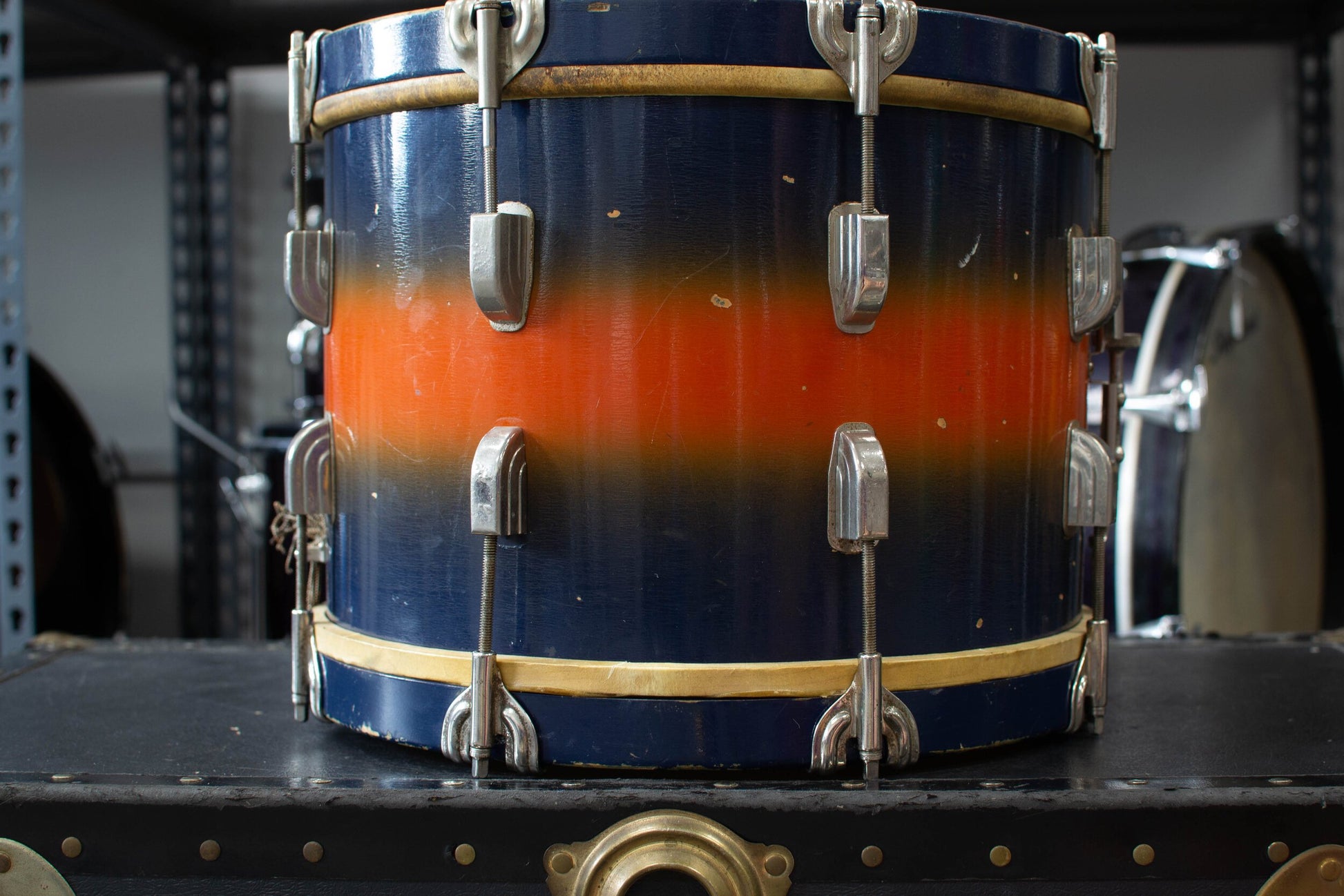 1941 Leedy 10x14" Blue and Orange Duco Parade Drum