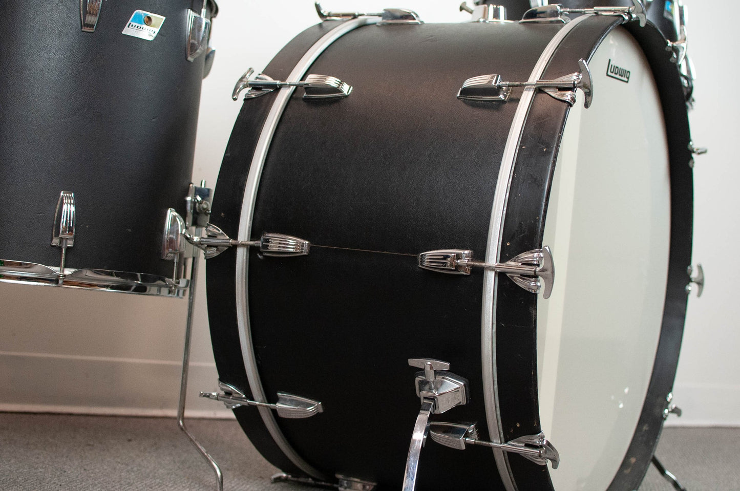 1970s Ludwig Black Panther 14x26 9x13 and 16x16 Drum Kit