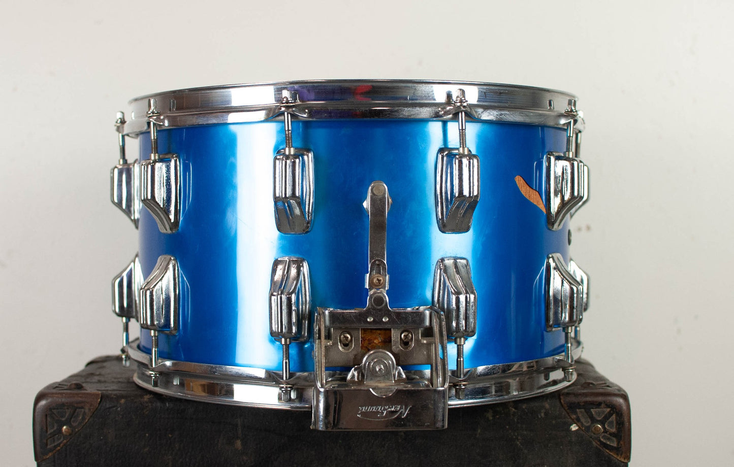 1980s Newsound 8x14 Blue Satin Snare Drum