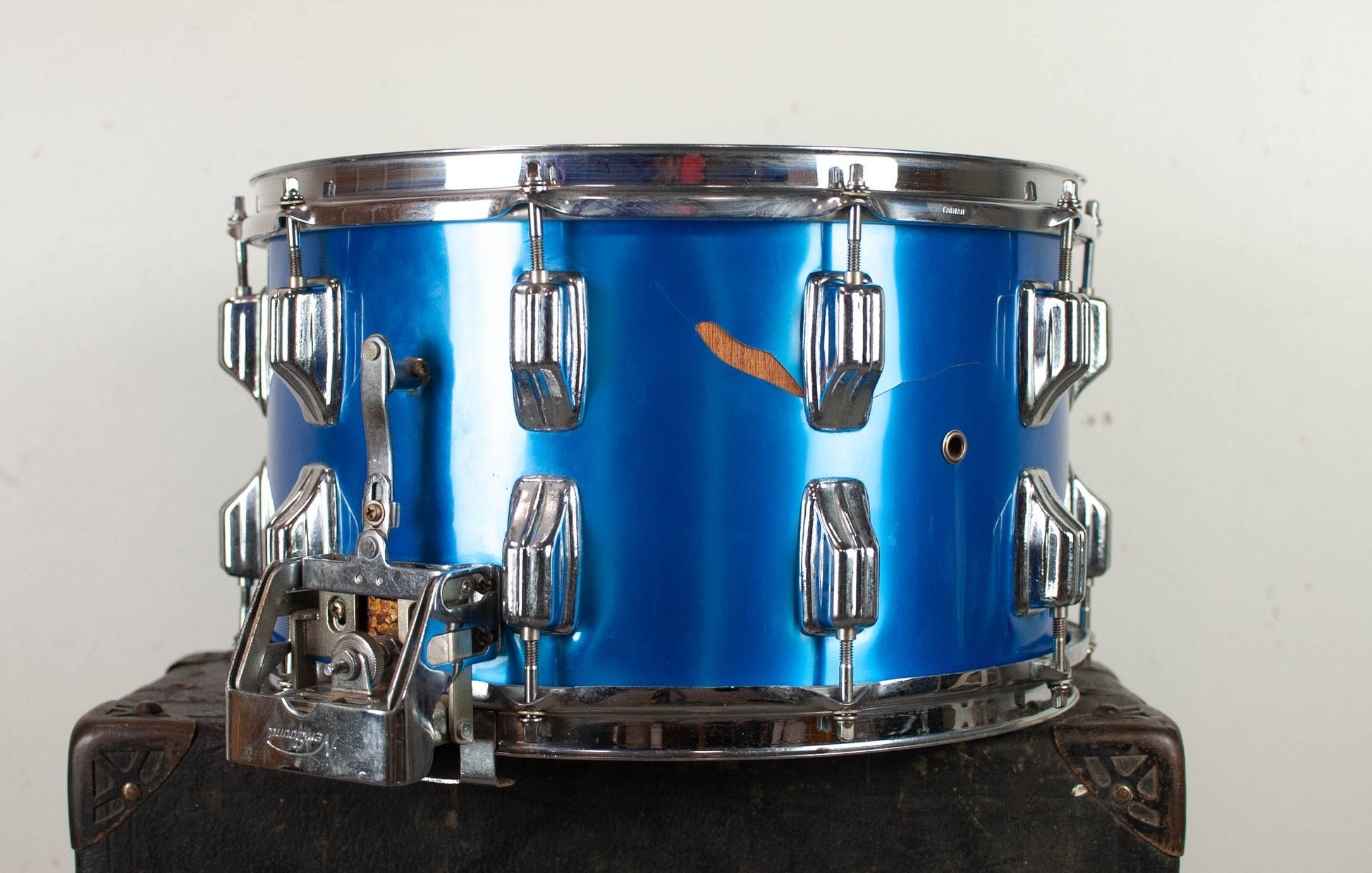 1980s Newsound 8x14 Blue Satin Snare Drum