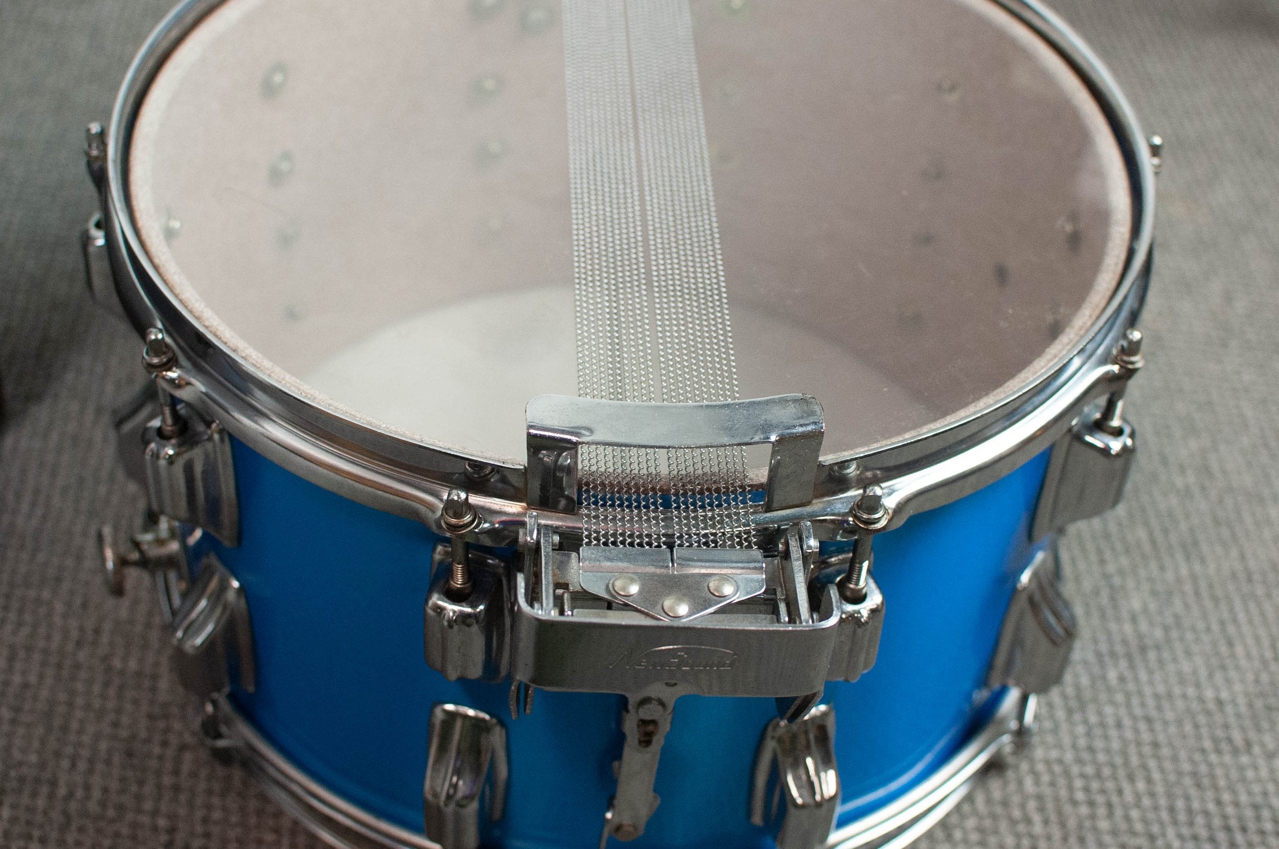 1980s Newsound 8x14 Blue Satin Snare Drum