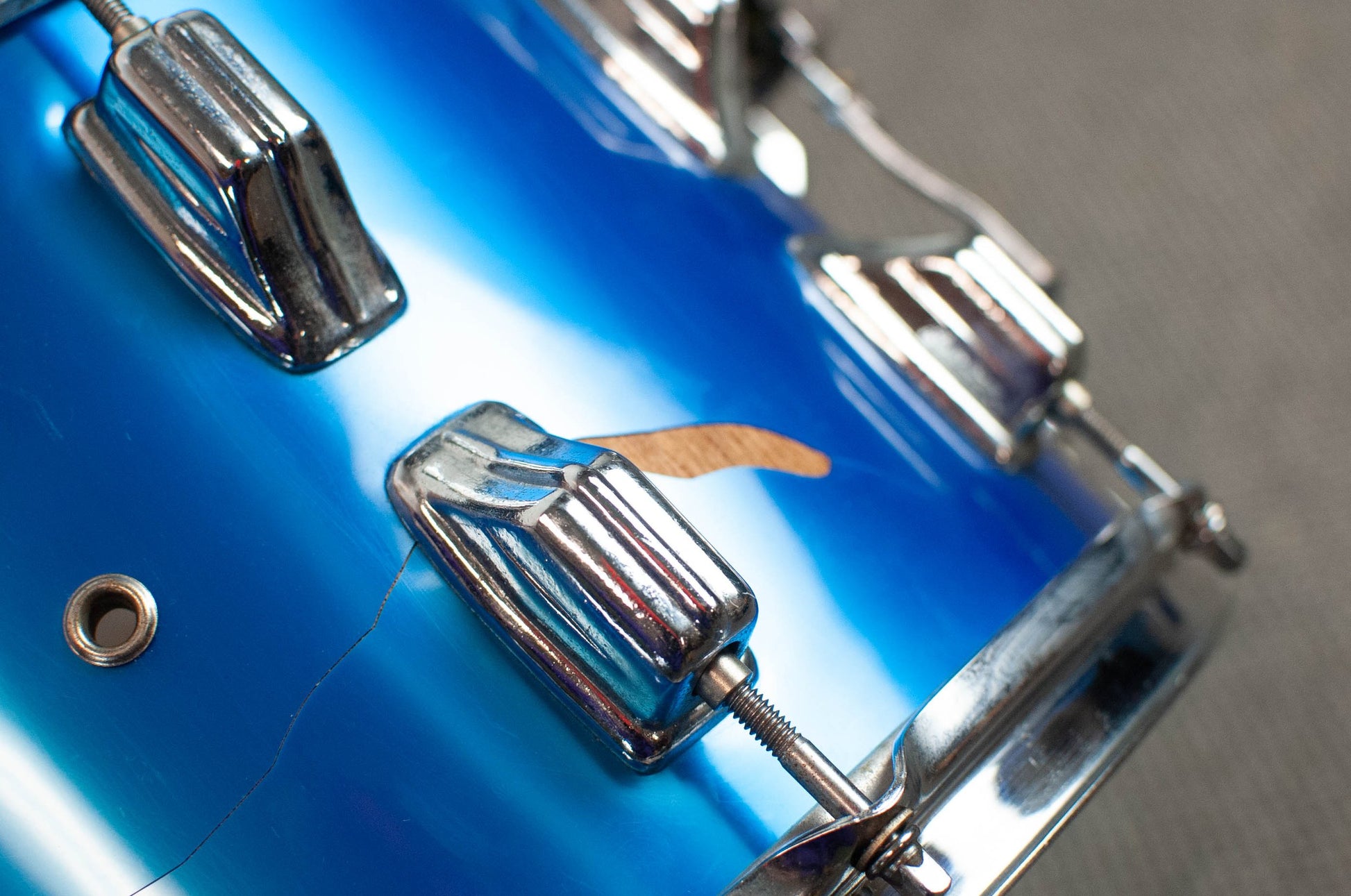 1980s Newsound 8x14 Blue Satin Snare Drum