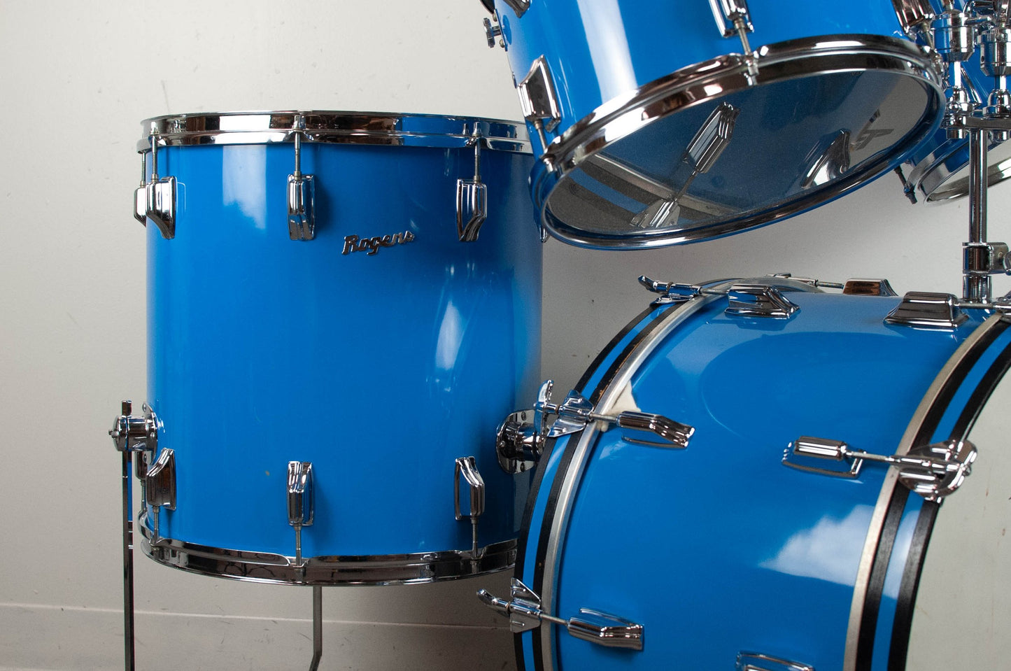 1970s Rogers Londoner Pacific Blue Drum Set