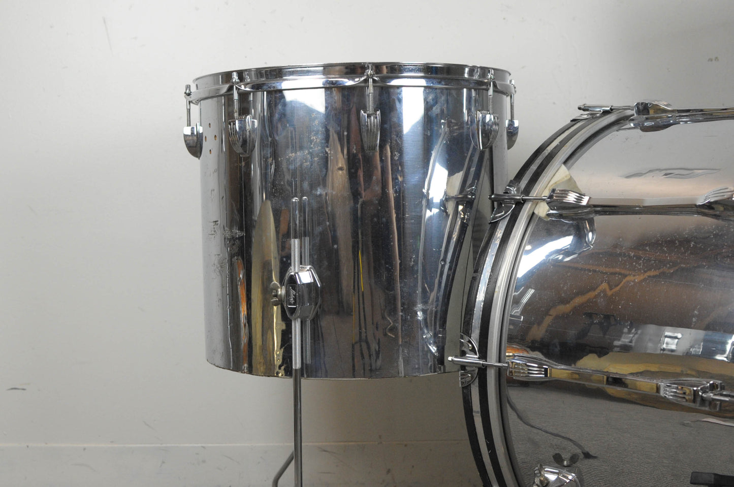 1970s Ludwig Chrome Over Wood 14x24 10x14 and 14x16 Drum Kit