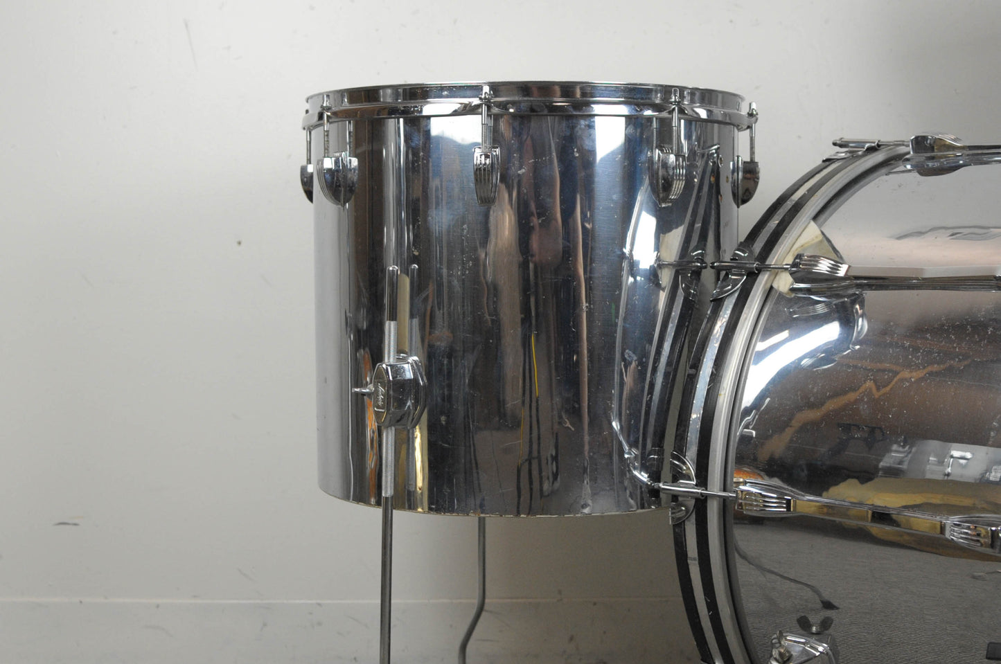 1970s Ludwig Chrome Over Wood 14x24 10x14 and 14x16 Drum Kit