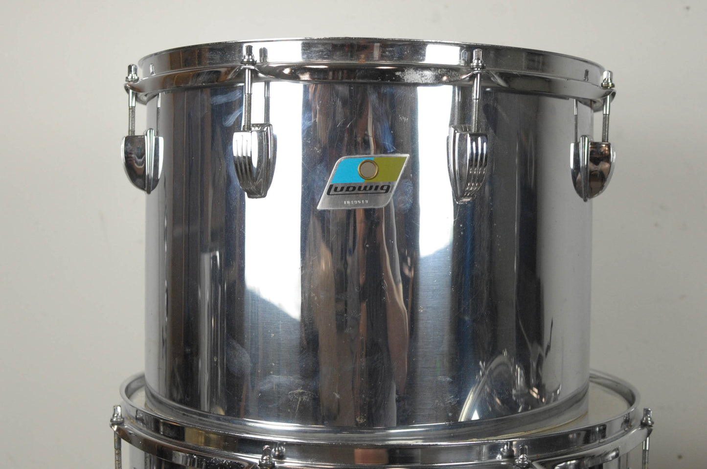 1970s Ludwig Chrome Over Wood 14x24 10x14 and 14x16 Drum Kit