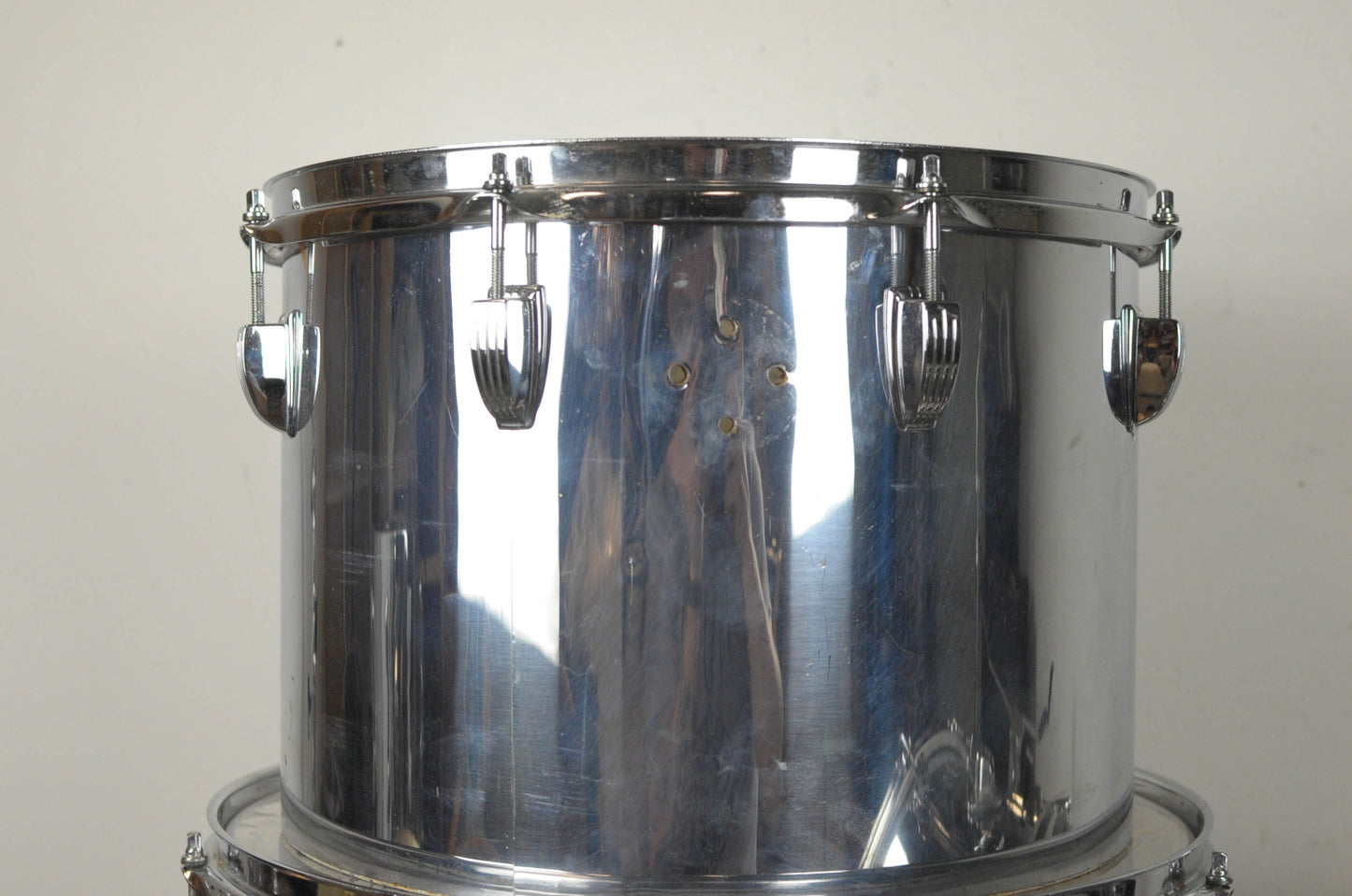 1970s Ludwig Chrome Over Wood 14x24 10x14 and 14x16 Drum Kit